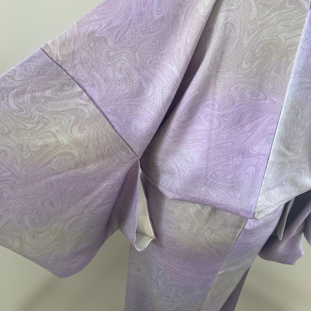 新品　淡い紫パープル　墨流し　訪問着　おしゃれ　モダン　トールサイズ　裄長　小紋