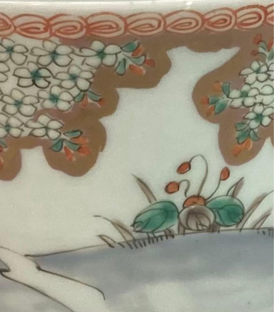 B127s 錦桜樹に馬図建水　有田焼　伊万里焼　茶こぼし　箱無し