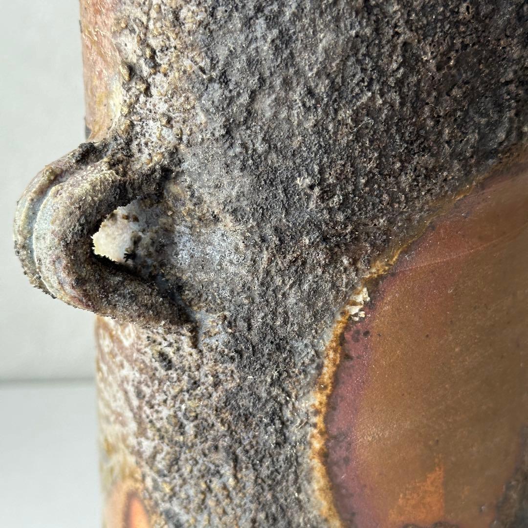 松井與之 備前 花器 二度焼き 花入 共箱