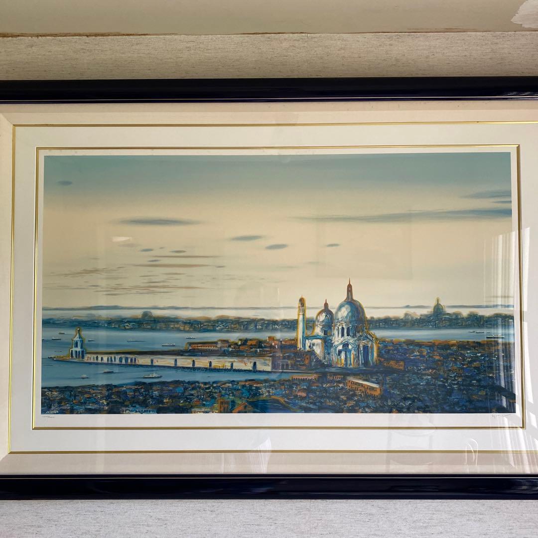 ベニスの思い出　ヒロヤマガタ　シルクスクリーン 風景画 大きめ 黒フレーム