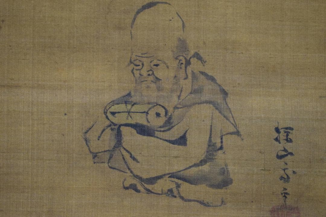 模写/狩野探幽/寿老人図/布袋屋掛軸HE-619