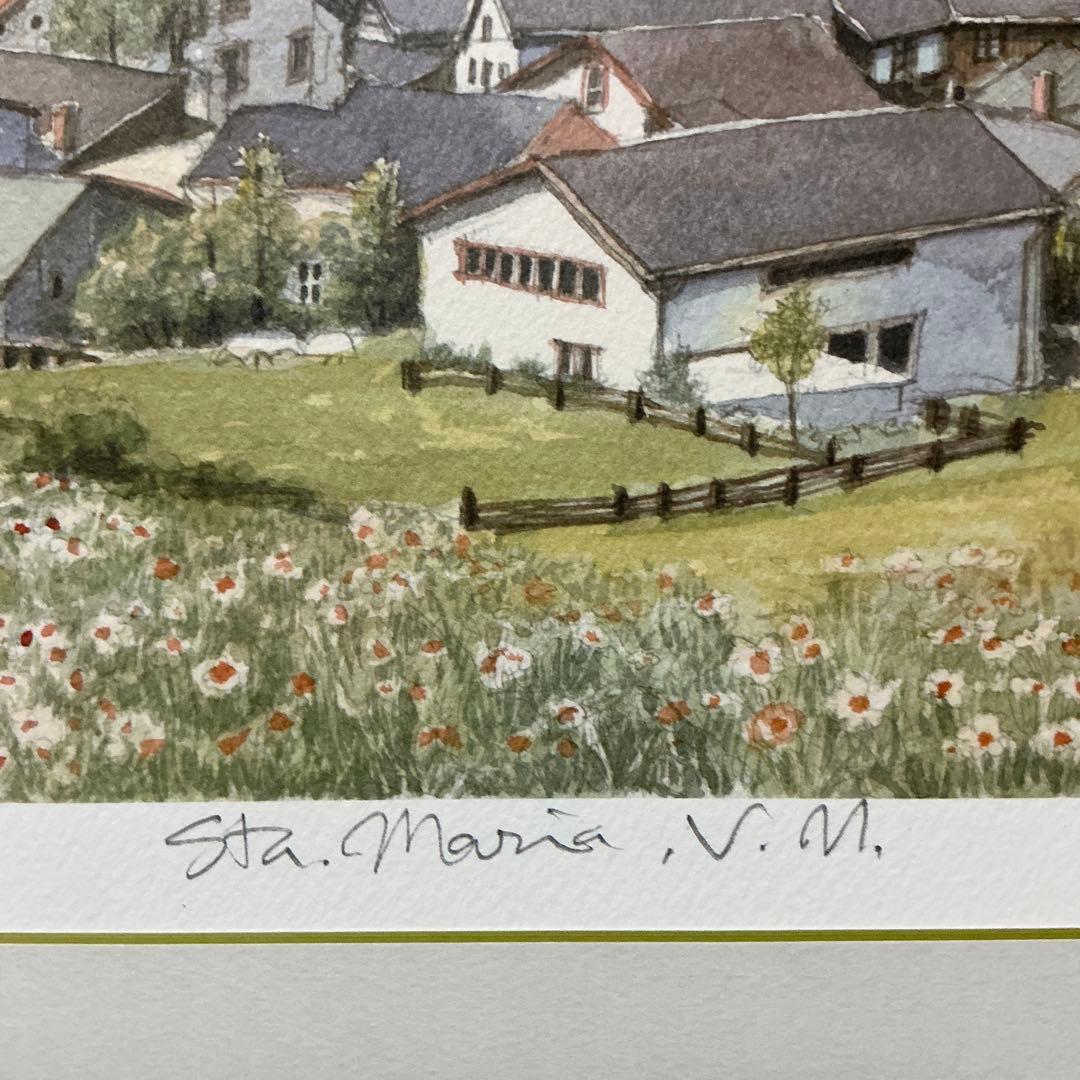 絵画・版画・リトグラフ・織田義郎・スイス・サンタマリアV.M・アルプス・世界遺産