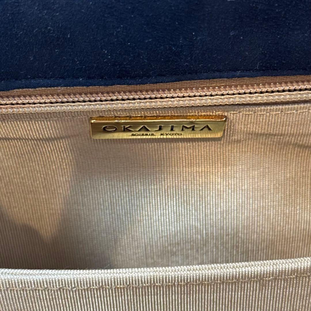 未使用品　利休バッグ　訪問着　帯地　和装バック　着物　岡重　OKAJIMA 黒