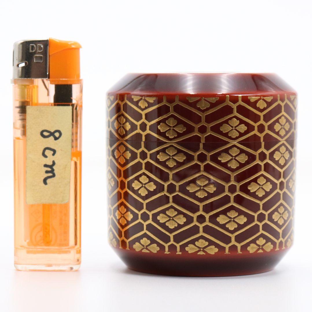 清瀬一光作 小紋菊桐蒔絵 雪吹 薄茶器 金梨子地 茶道具 共箱　ST950