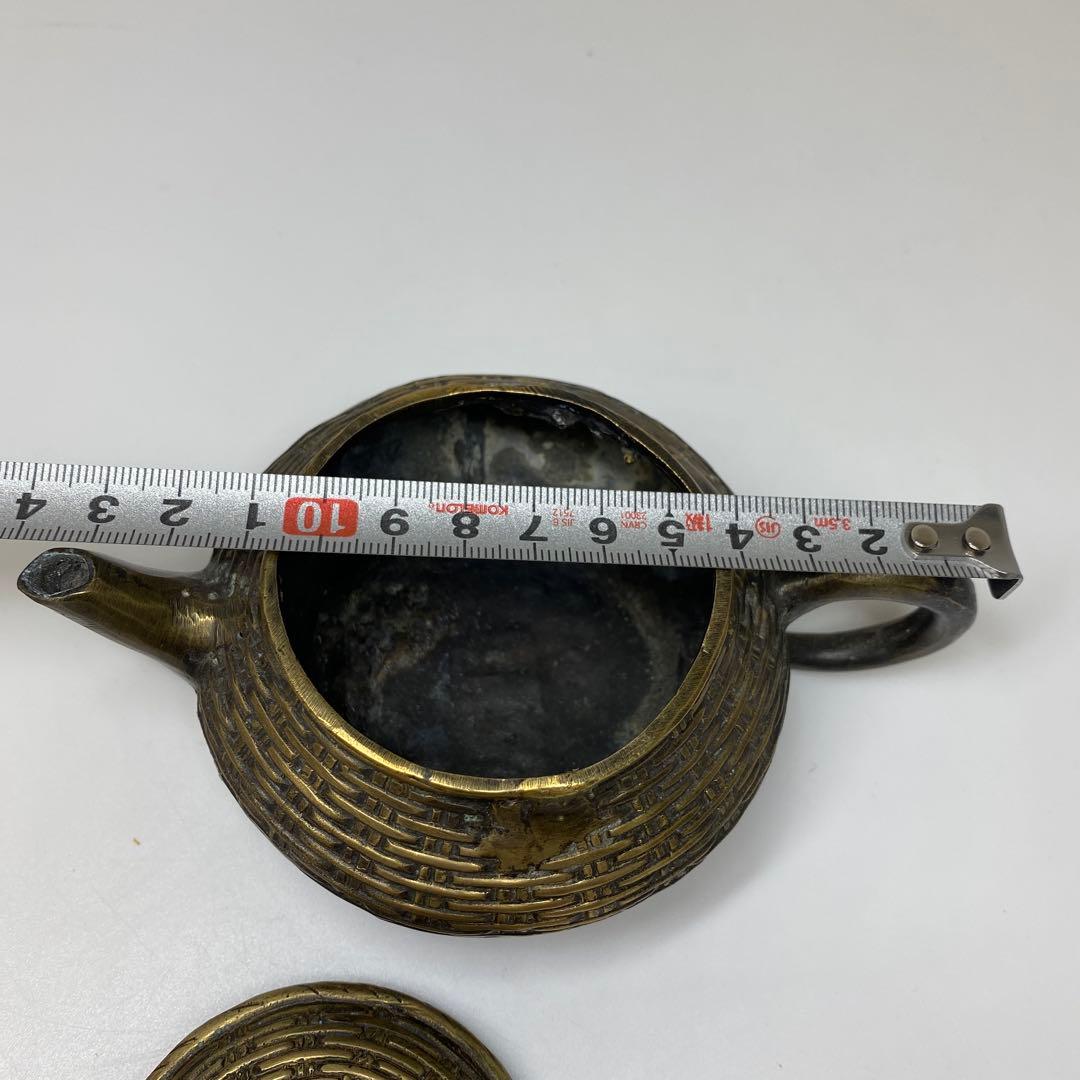 中国古玩　大明宣徳年製　古銅　急須　共箱　294g 東さ7-0823①