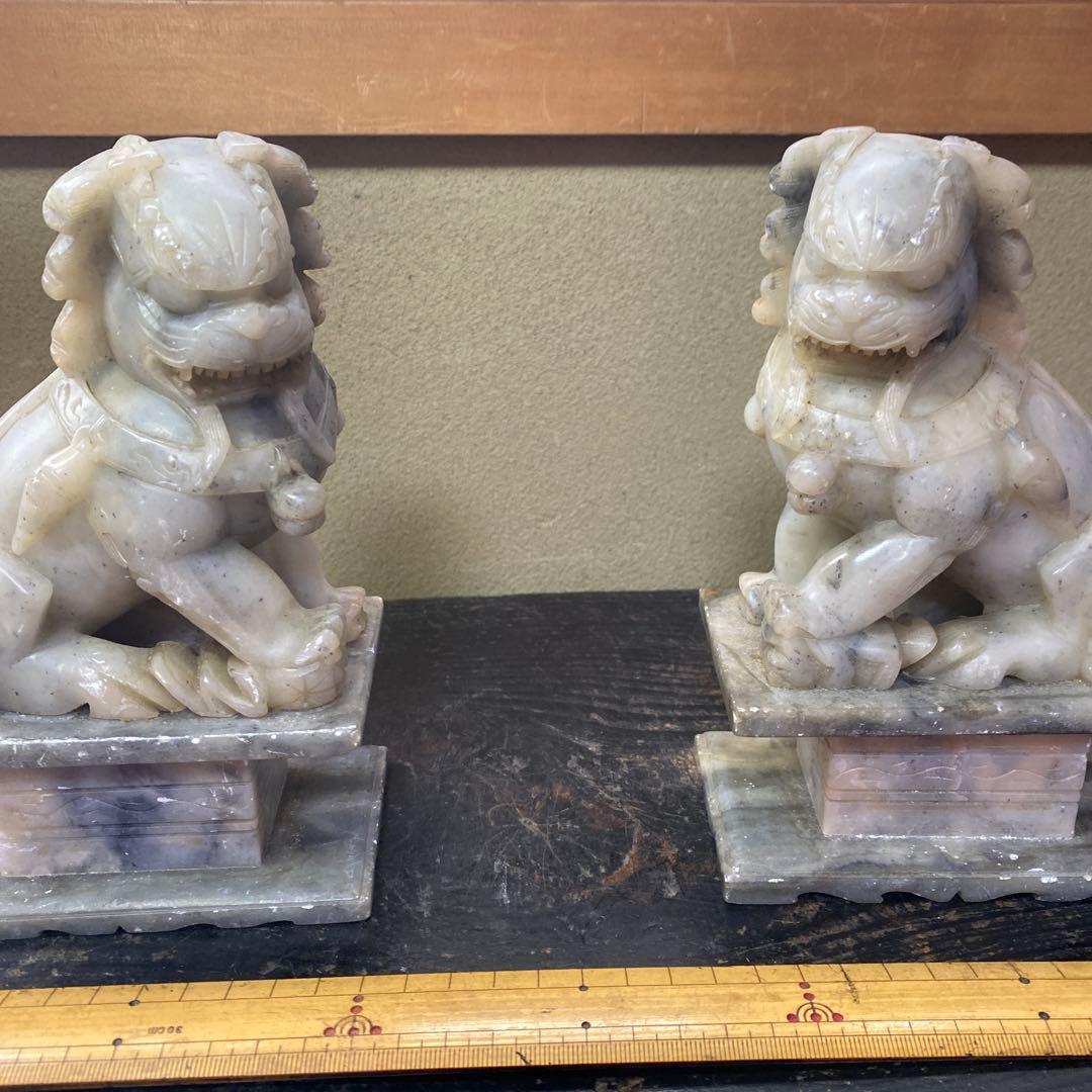 白玉製獅子像2体セット