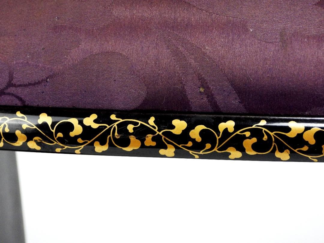 時代物 唐草金蒔絵 脇息 肘置 黒塗 木製