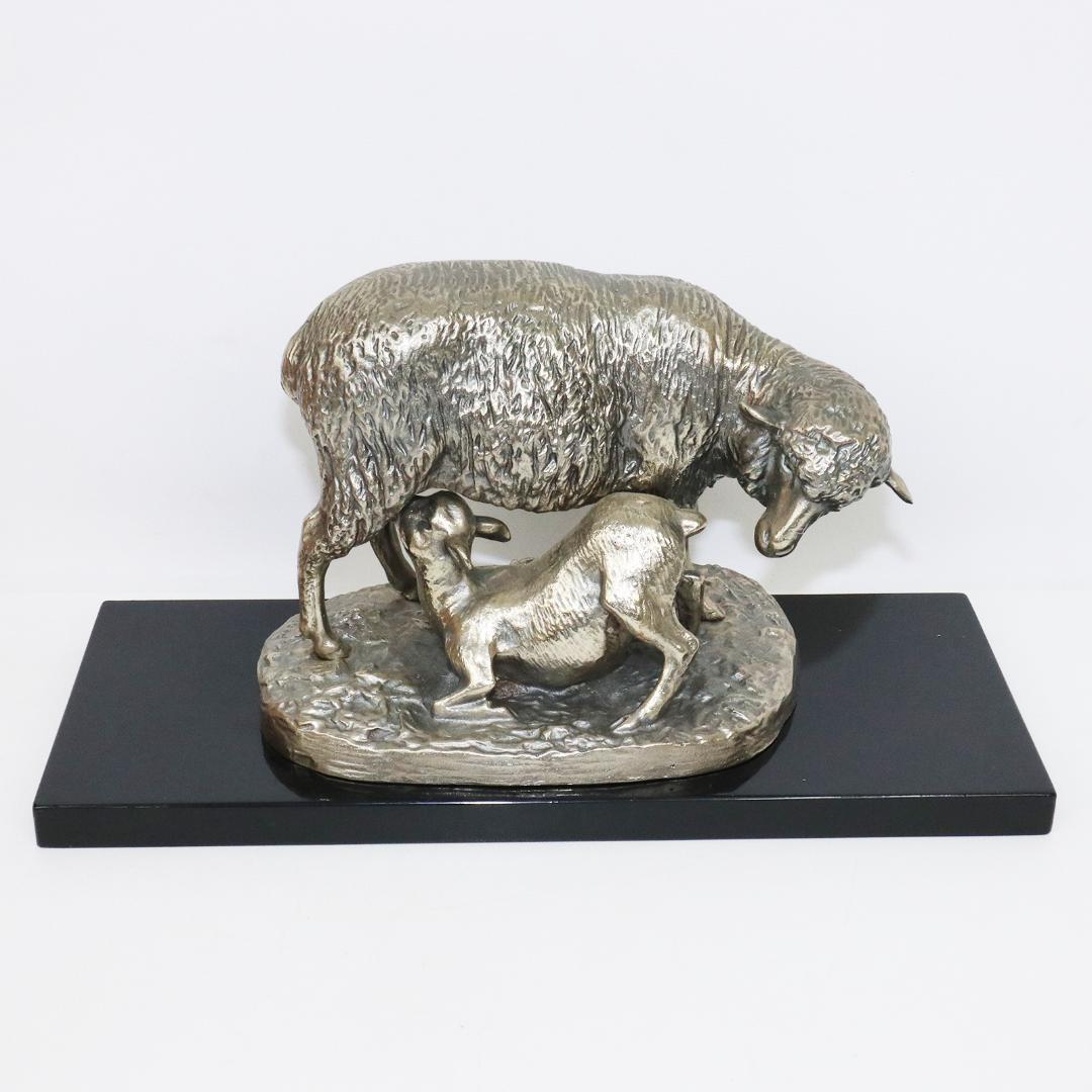 EMILE LIENARD エミール レナード　白銅製　羊　置物　栞　共箱