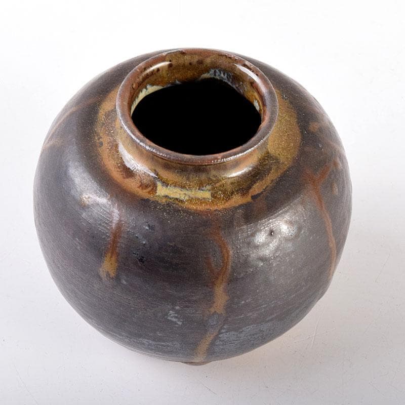 茶道具　高取焼　高取丸壺茶入　仕覆付　在銘　時代箱　V　6881