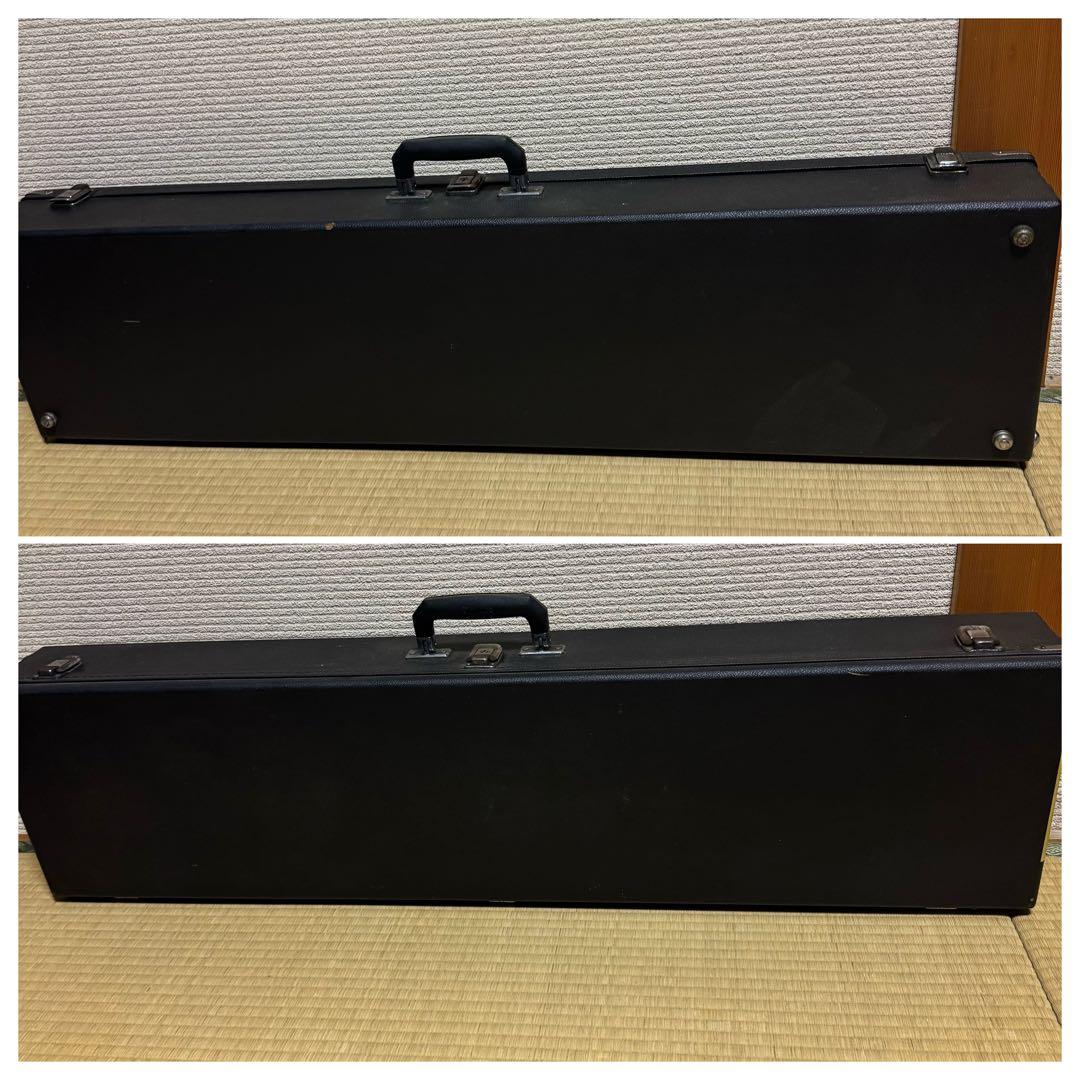 三味線　紫壇　中棹　丸打ち胴　破れ有り　本体ケース　2点セット