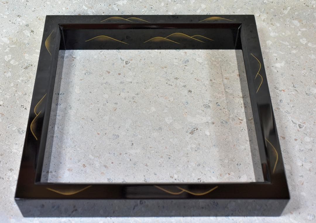 真塗蒔絵炉縁，柿合わせ炉縁2個セット　囲炉裏、共箱