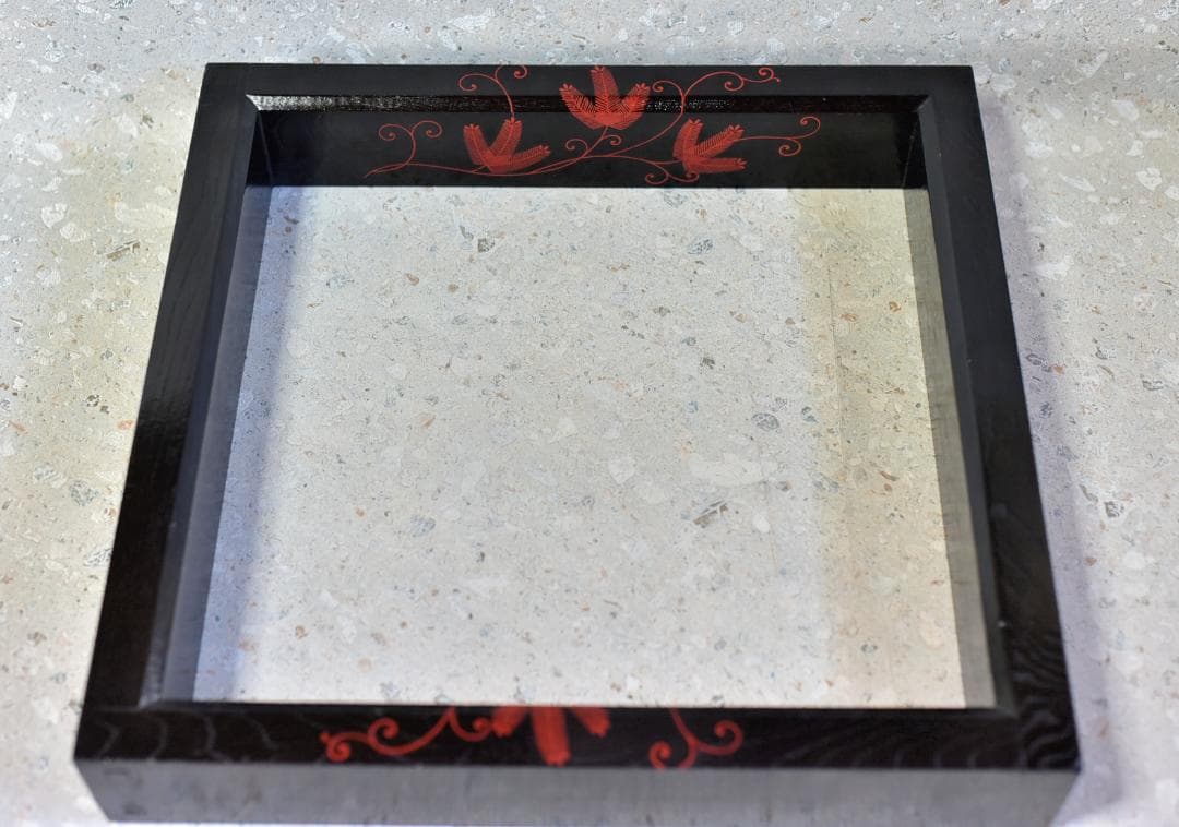 真塗蒔絵炉縁，柿合わせ炉縁2個セット　囲炉裏、共箱