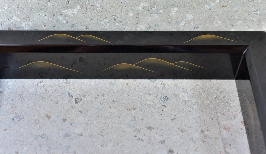 真塗蒔絵炉縁，柿合わせ炉縁2個セット　囲炉裏、共箱