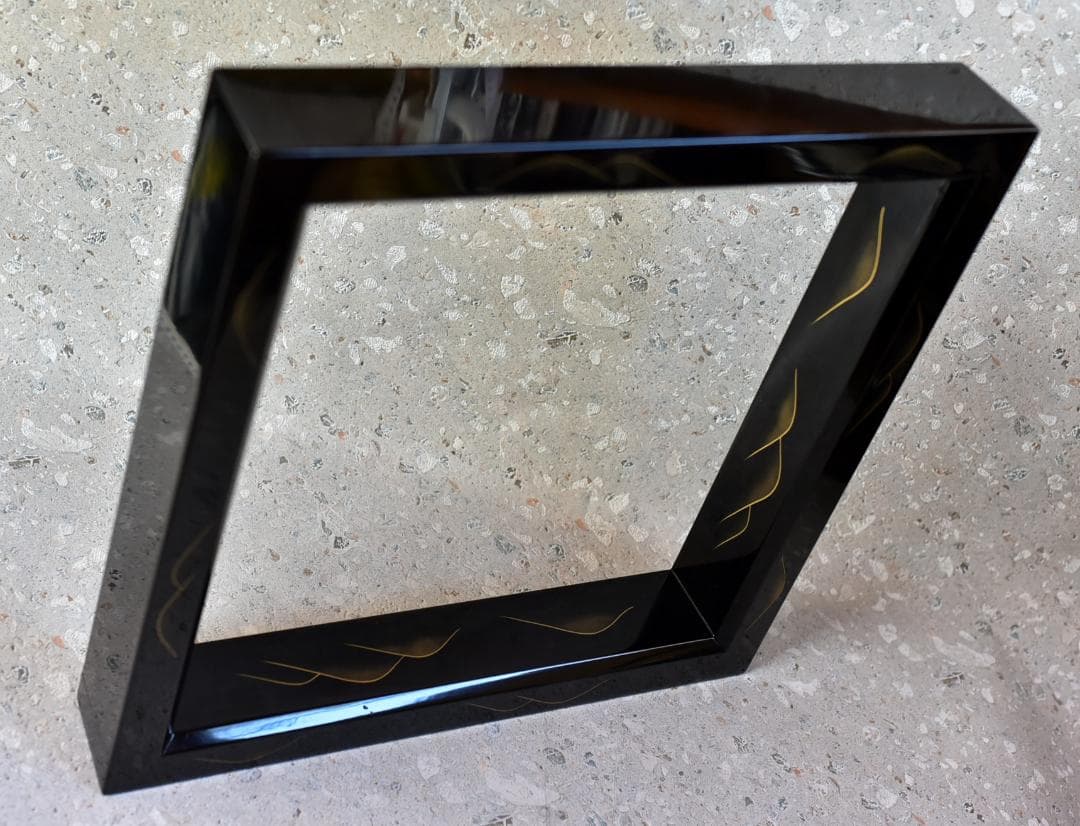 真塗蒔絵炉縁，柿合わせ炉縁2個セット　囲炉裏、共箱