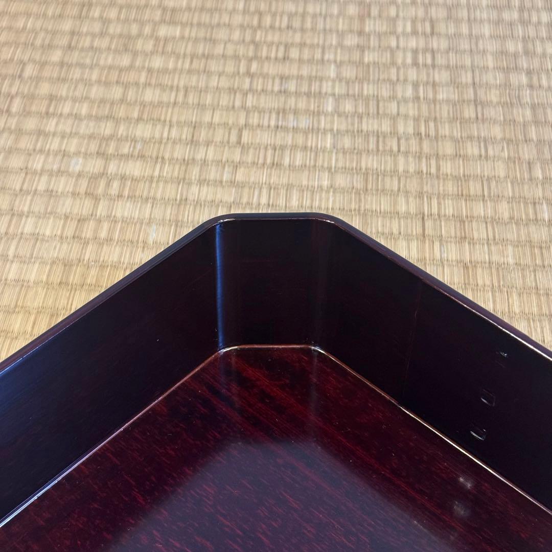 大徳寺形 溜塗 縁高 5客 共箱 弁当箱 茶懐石道具 木製漆器