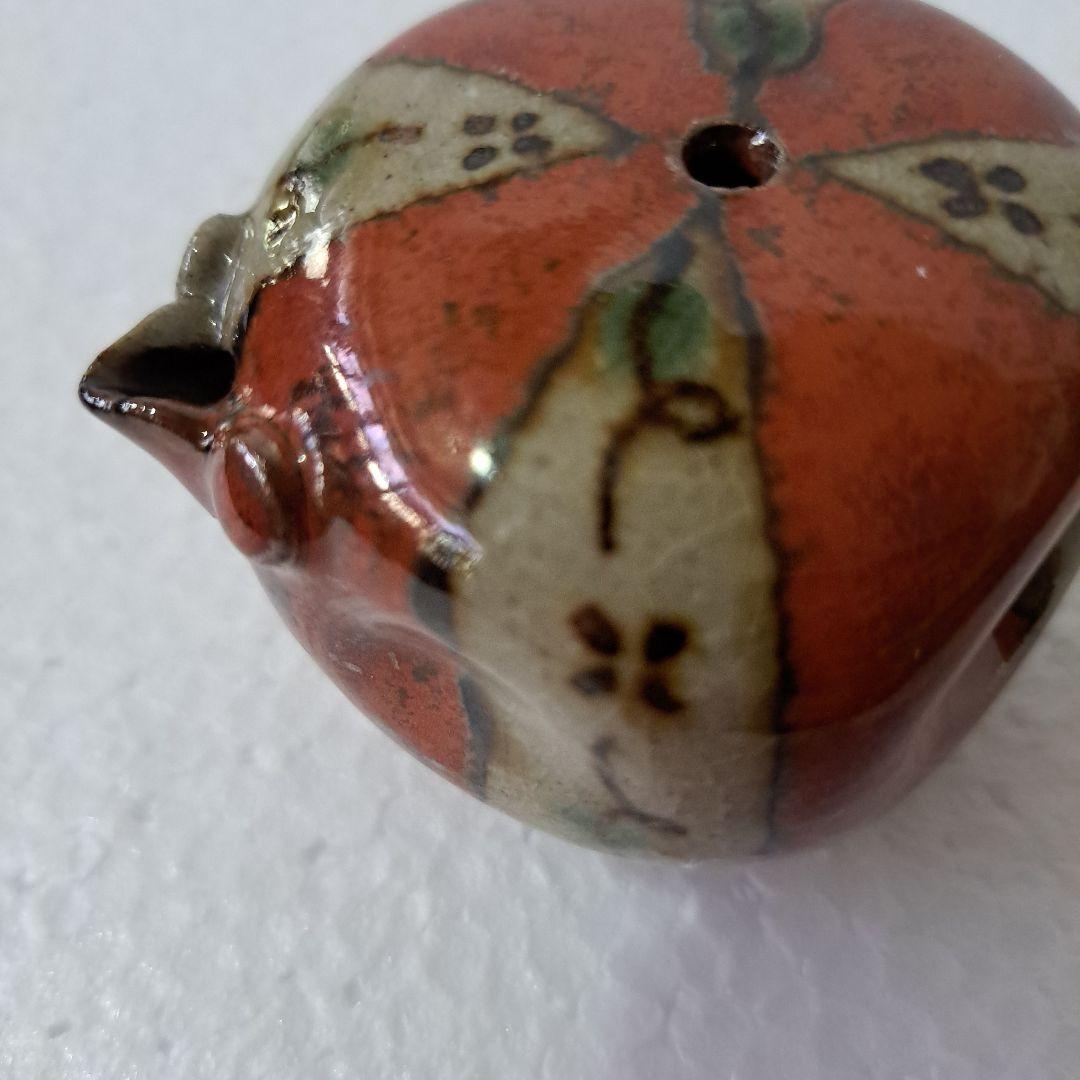 書道具　水滴　赤絵草図　　エクボ持ち手　名刻印