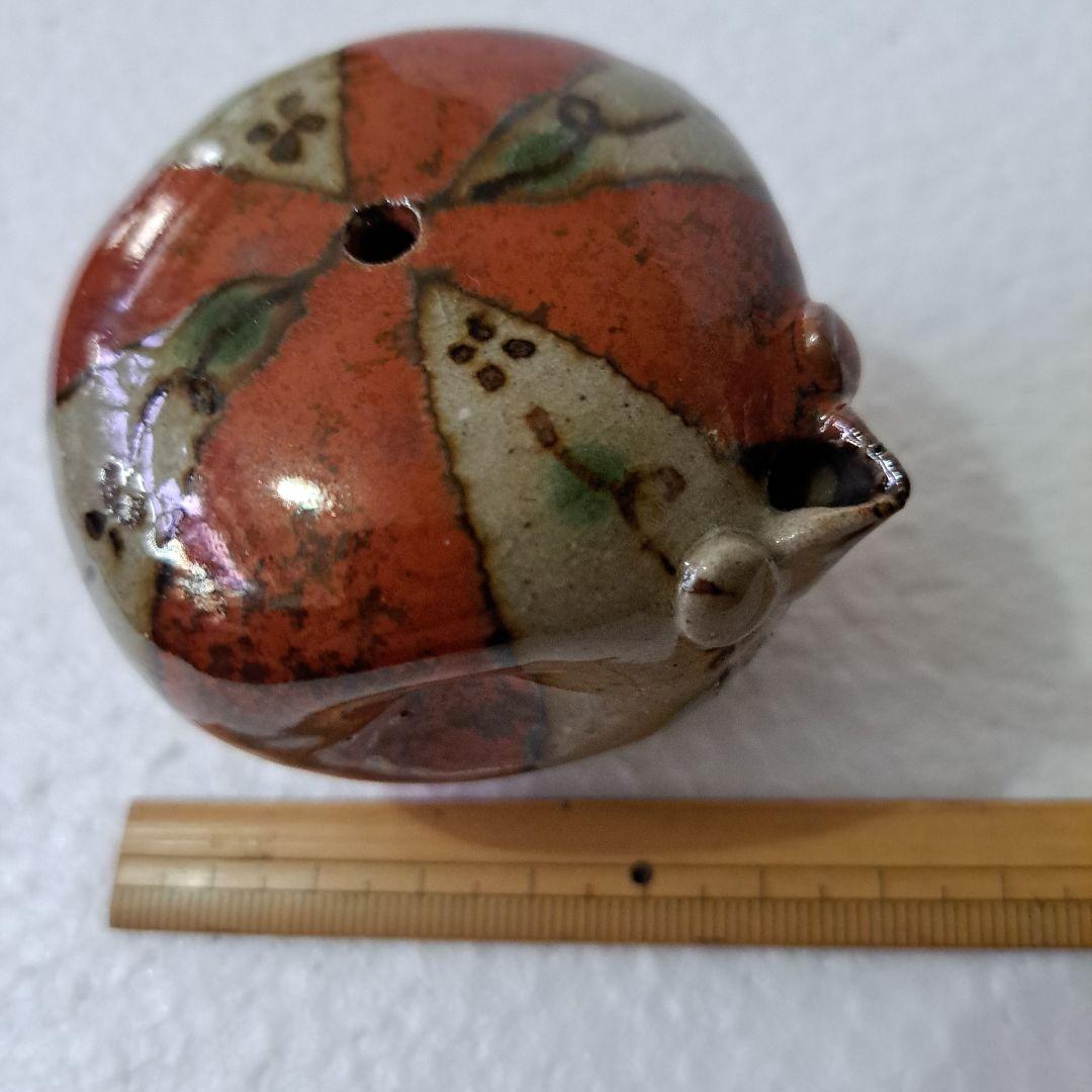 書道具　水滴　赤絵草図　　エクボ持ち手　名刻印