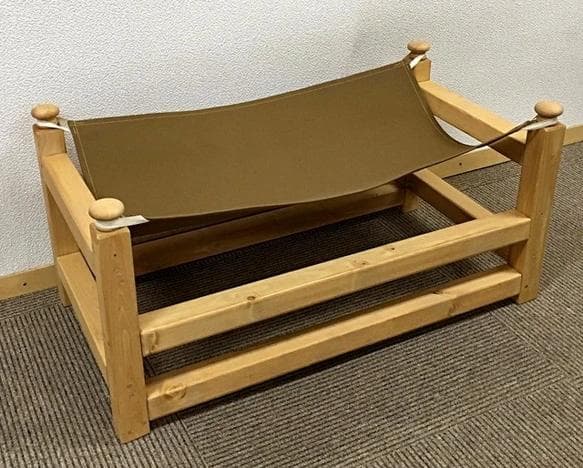 【引取可能】無垢材　ネコ用ハンモック 猫用ベッド ペット用木製ベッド