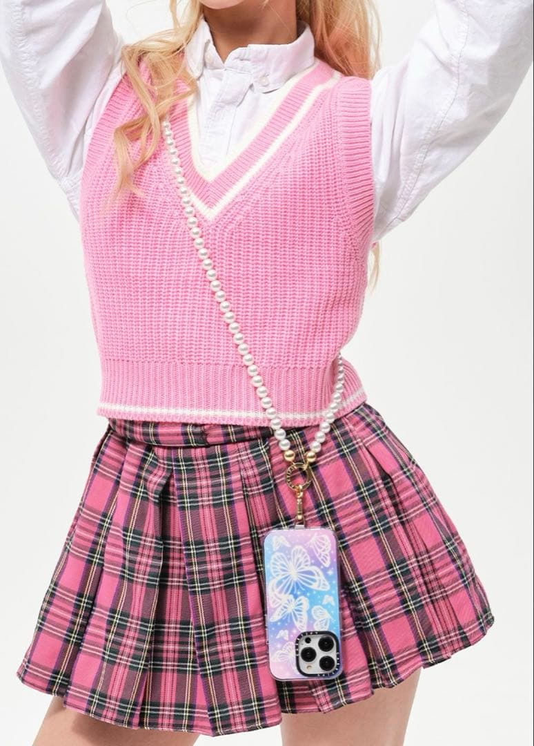 スマホアクセサリー Pearl Cross-body Strap - Pearl with Gold