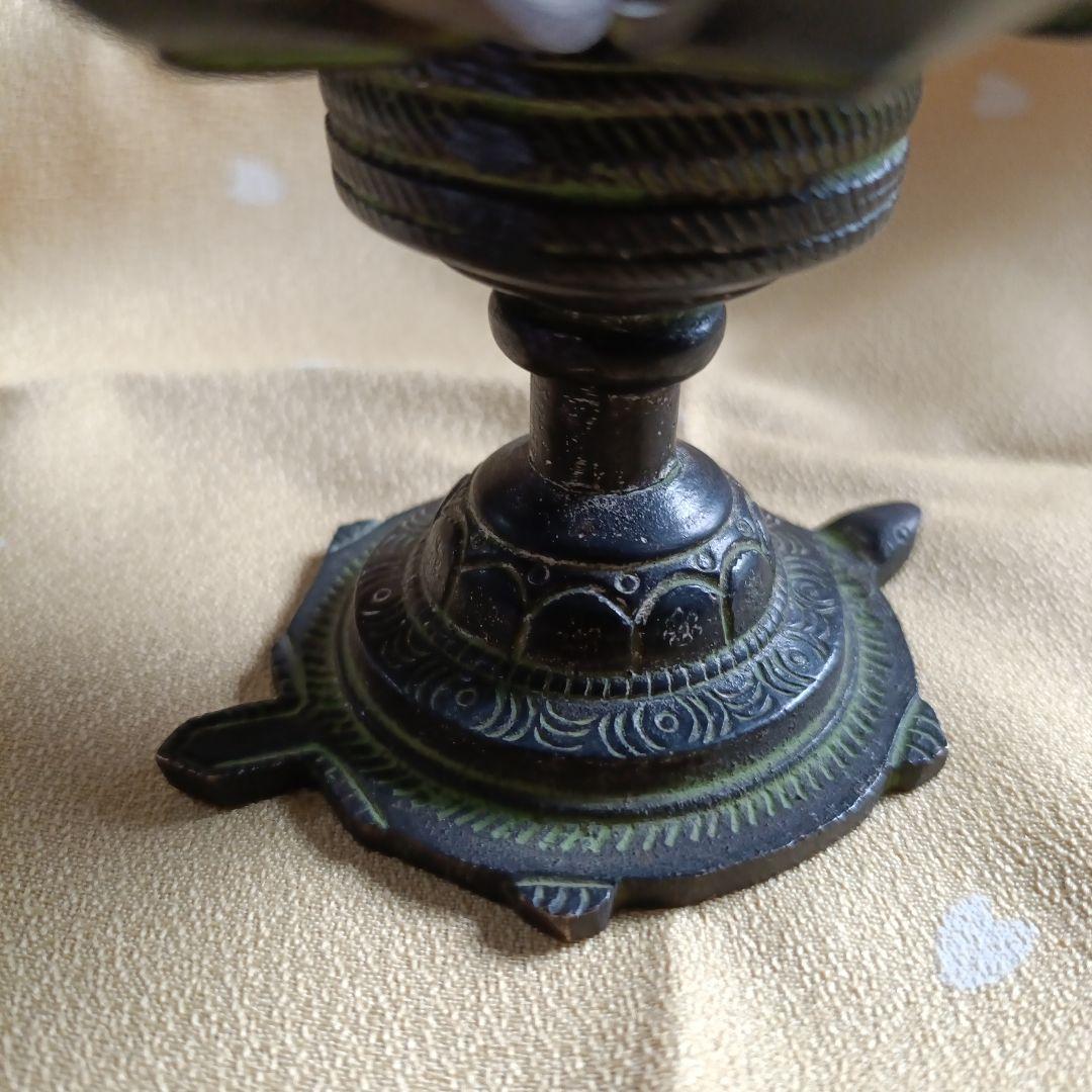 レトロ　蓮の花形開閉式真鍮製キャンドルホルダー　仏具