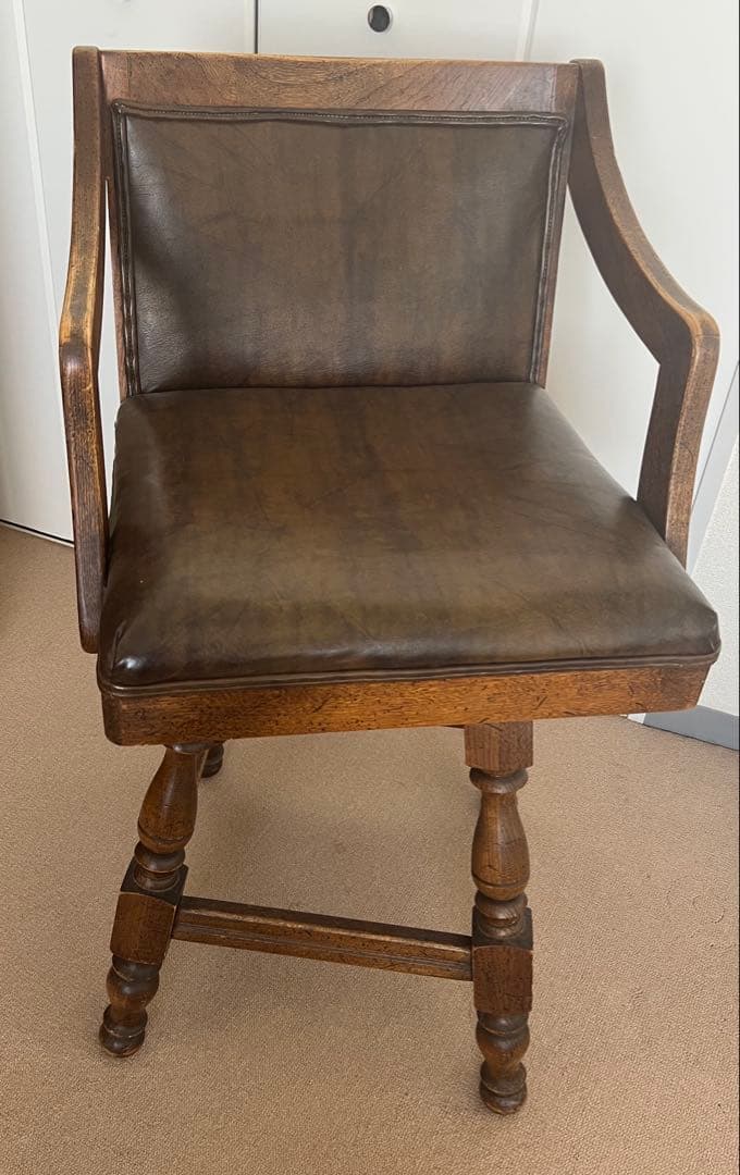 アメリカ ヴィンテージ バーチェア スツール 木製 回転 椅子 ブラウン