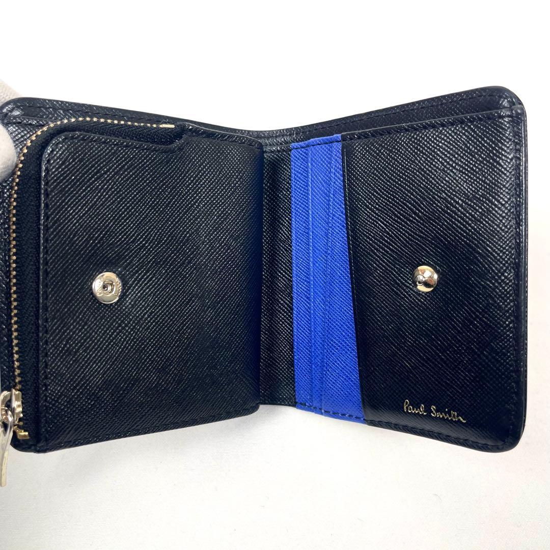 ポールスミス　二つ折り財布　ロゴプリント　サフィアーノ　ダブルフラップ　未使用級