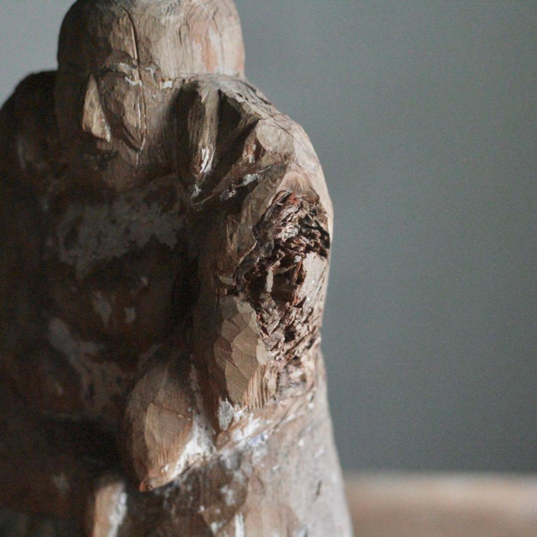 古い 木彫 恵比寿さま 民芸 民衆仏 古美術 古道具ア ンティーク オブジェ