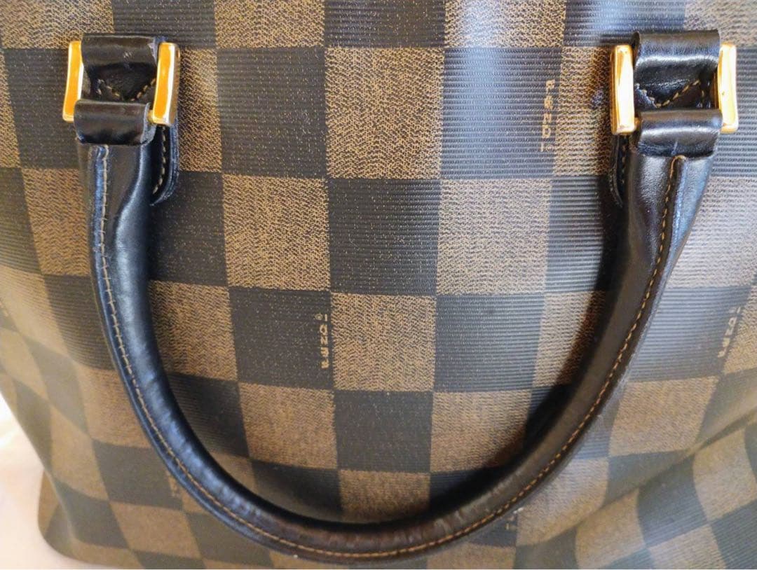 ビンテージ オールド フェンディ ペカン柄ブロックチェック 2wayトートバッグ