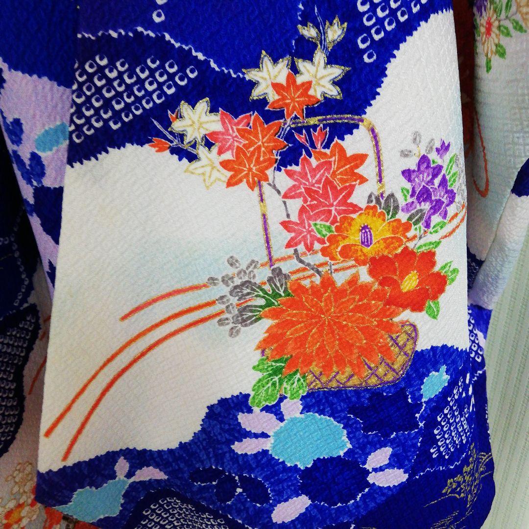 海外コレクター向高級絹織物レディース用ちりめん生地着物豪華絢爛華々しい景色御品物