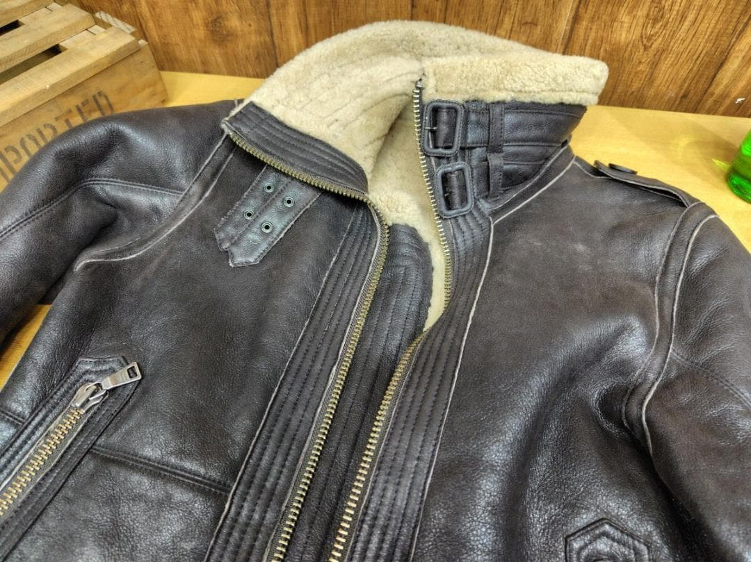☆バーバリーブラックレーベル☆リアルムートン フライトジャケット b-3 レザー