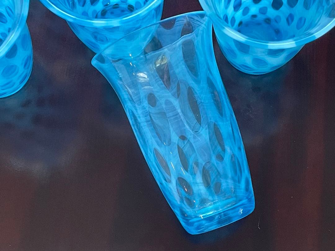 【★最終価格★】日本ガラス　アンティーク　オパルーセント　乳白色　7客