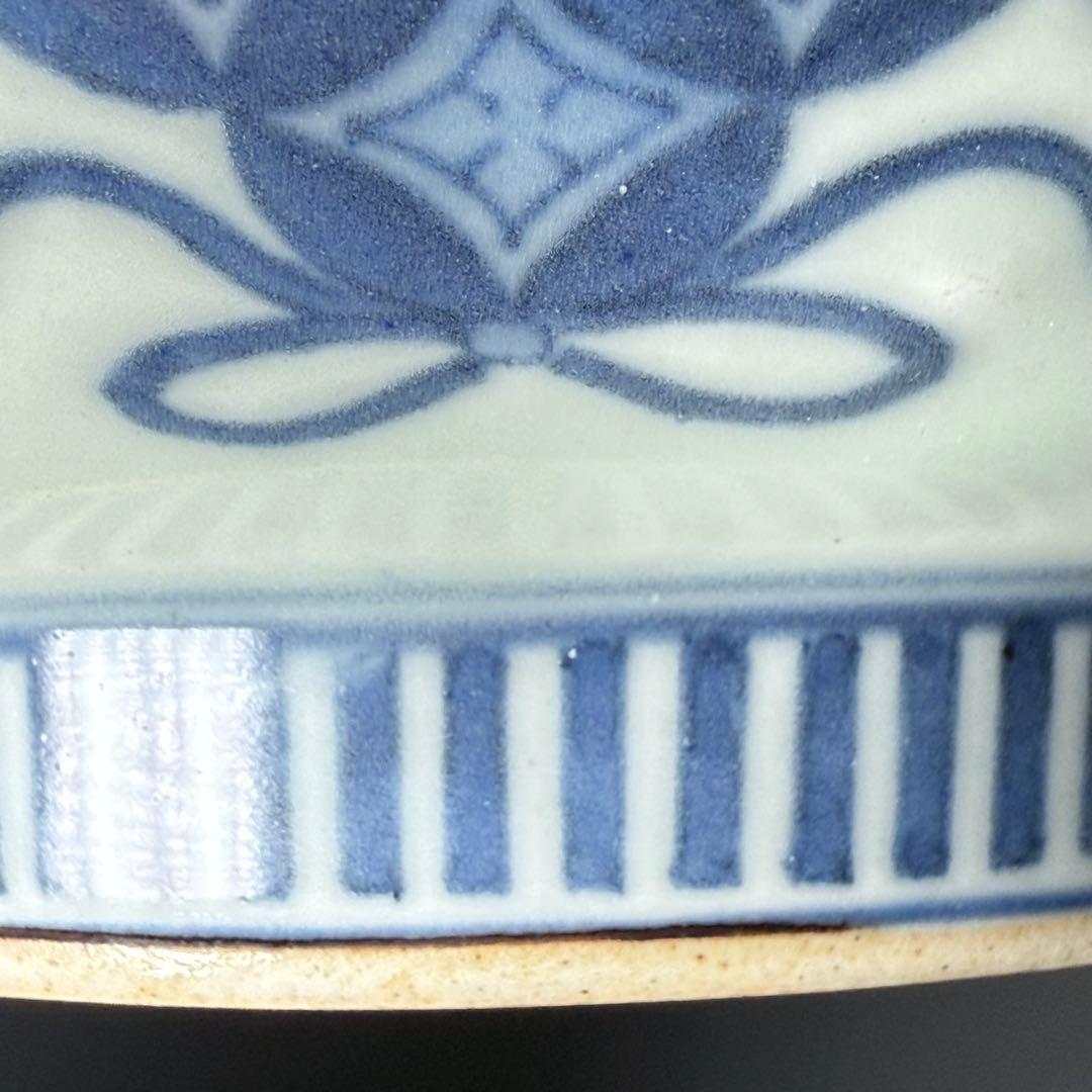 後期　色鍋島　椿文高台皿　櫛歯文高台　七宝結び文　桐箱付　幕末期