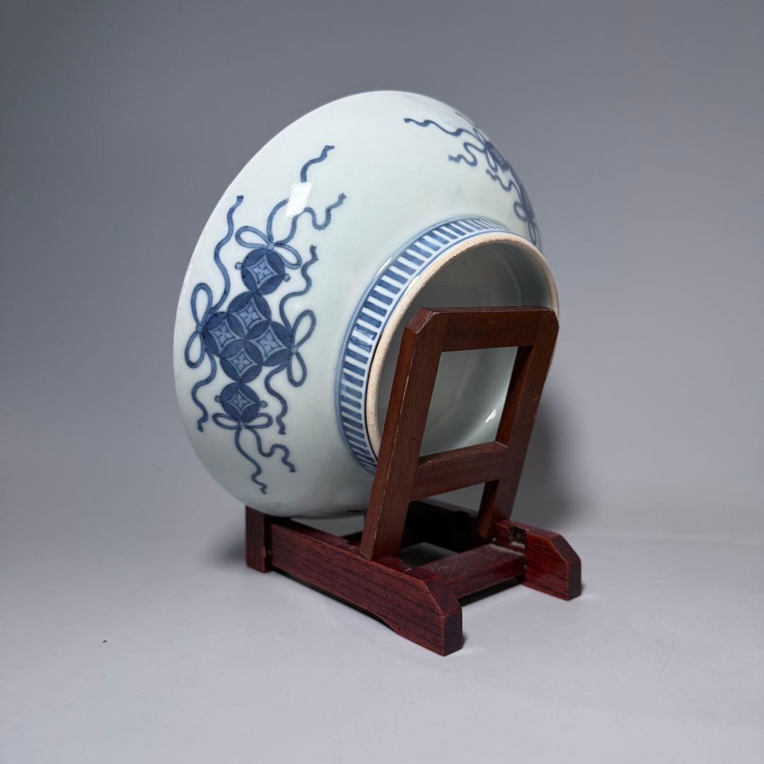 後期　色鍋島　椿文高台皿　櫛歯文高台　七宝結び文　桐箱付　幕末期