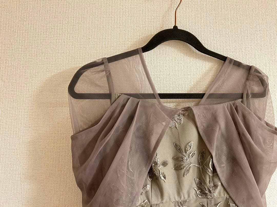 【leja】チュールロングスリーブリーフ Iラインドレスワンピース