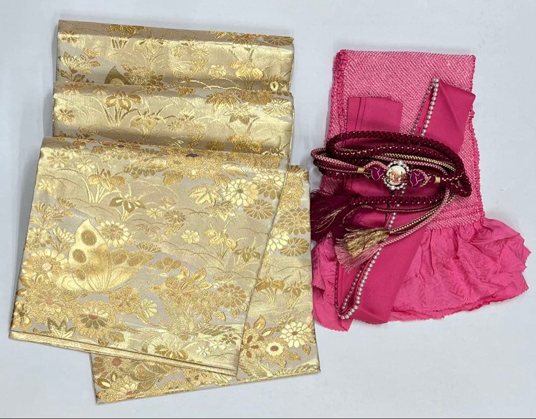 振り袖　フルセット　小柄な方に♪ 正絹長襦袢付　イエロー　桜　成人式　649