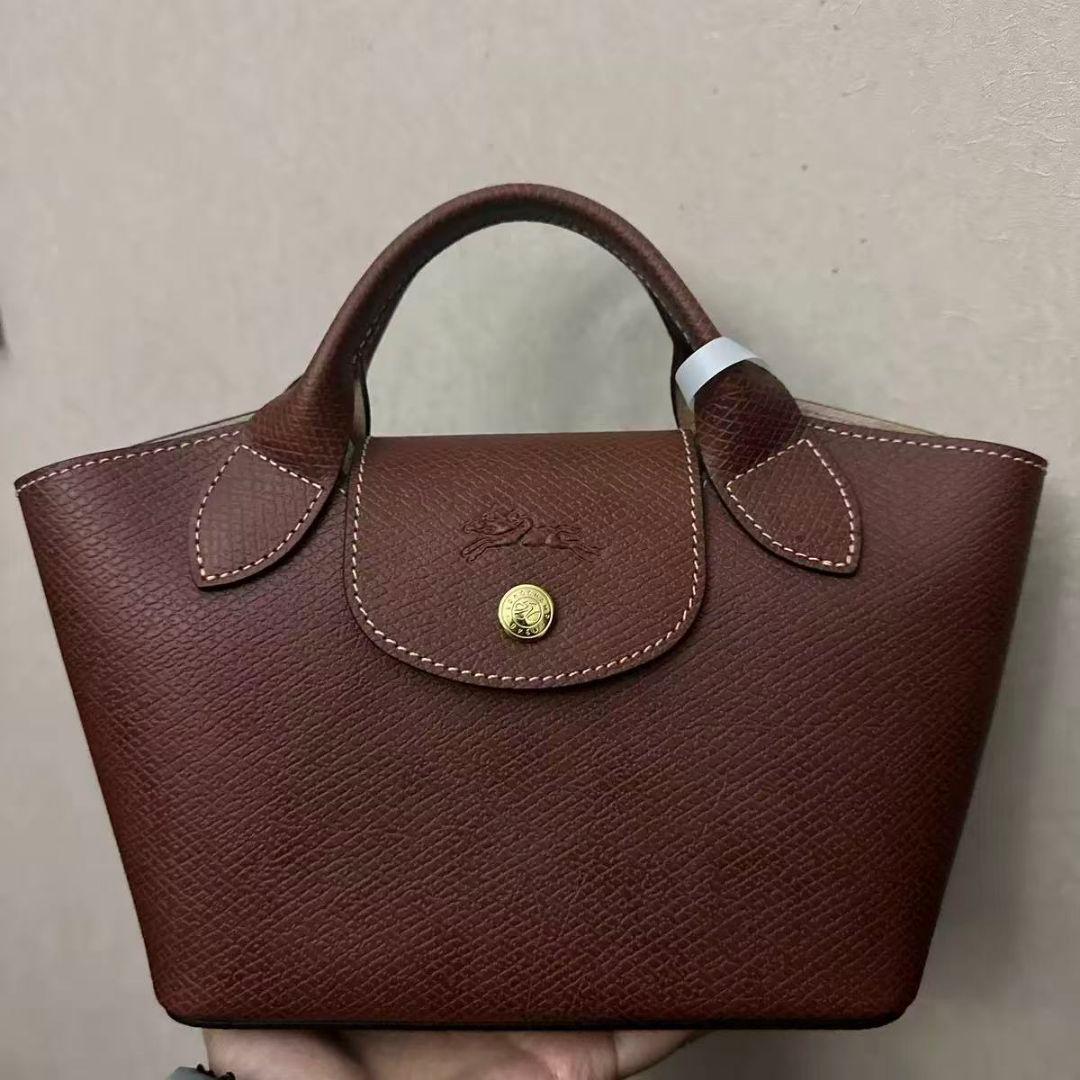 LONGCHAMP ブラウンエピュレ テクスチャードレザーミニバッ