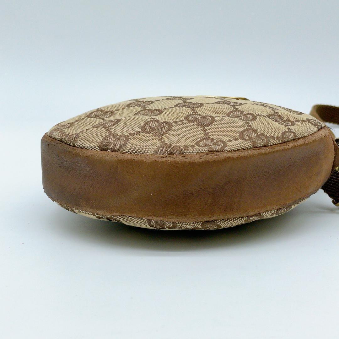 GUCCI ロゴプレート キャンバス サークルショルダーバッグ e579