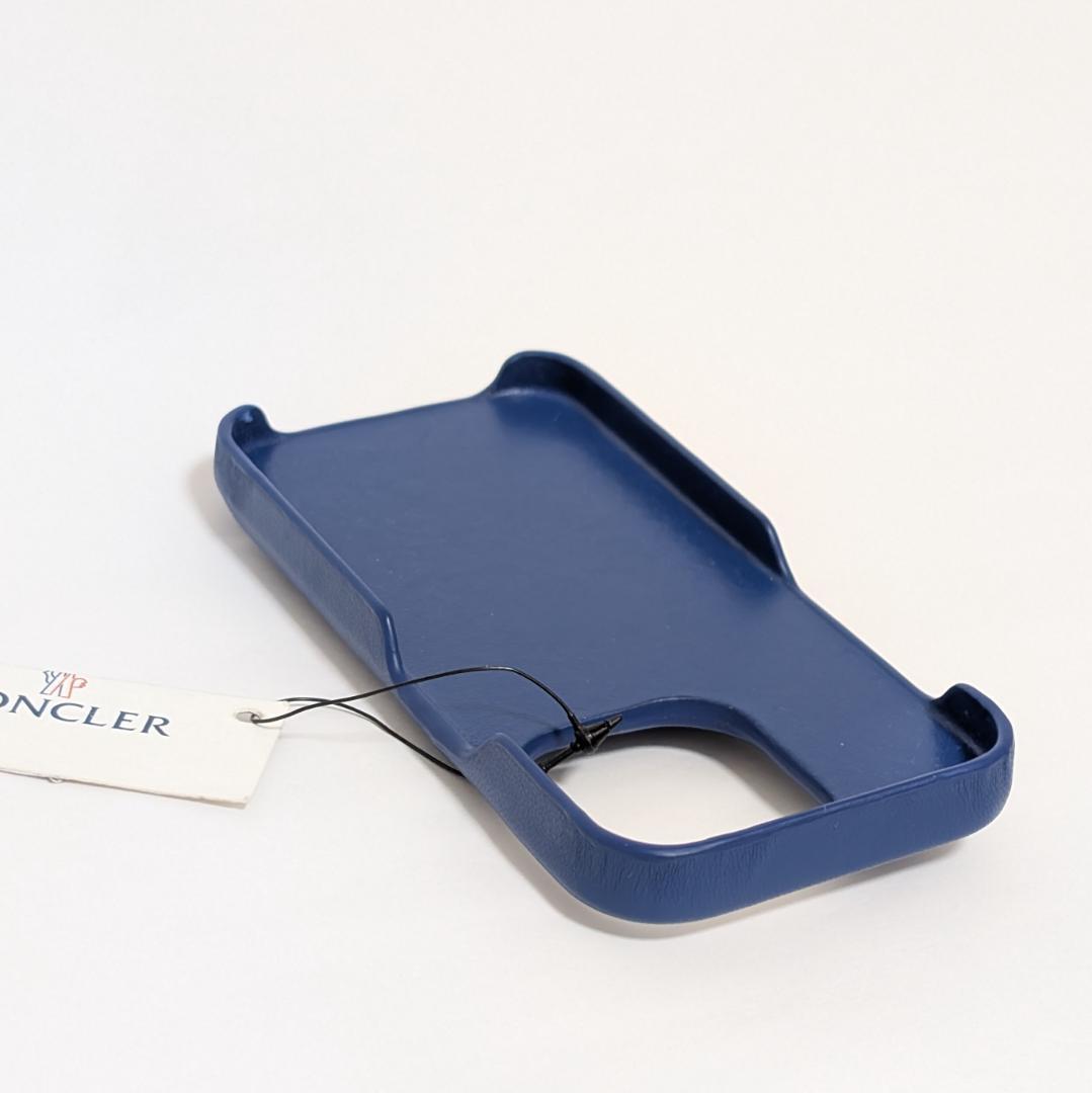 MONCLER iPhone14pro ケース キルティング 羊革 ブルー