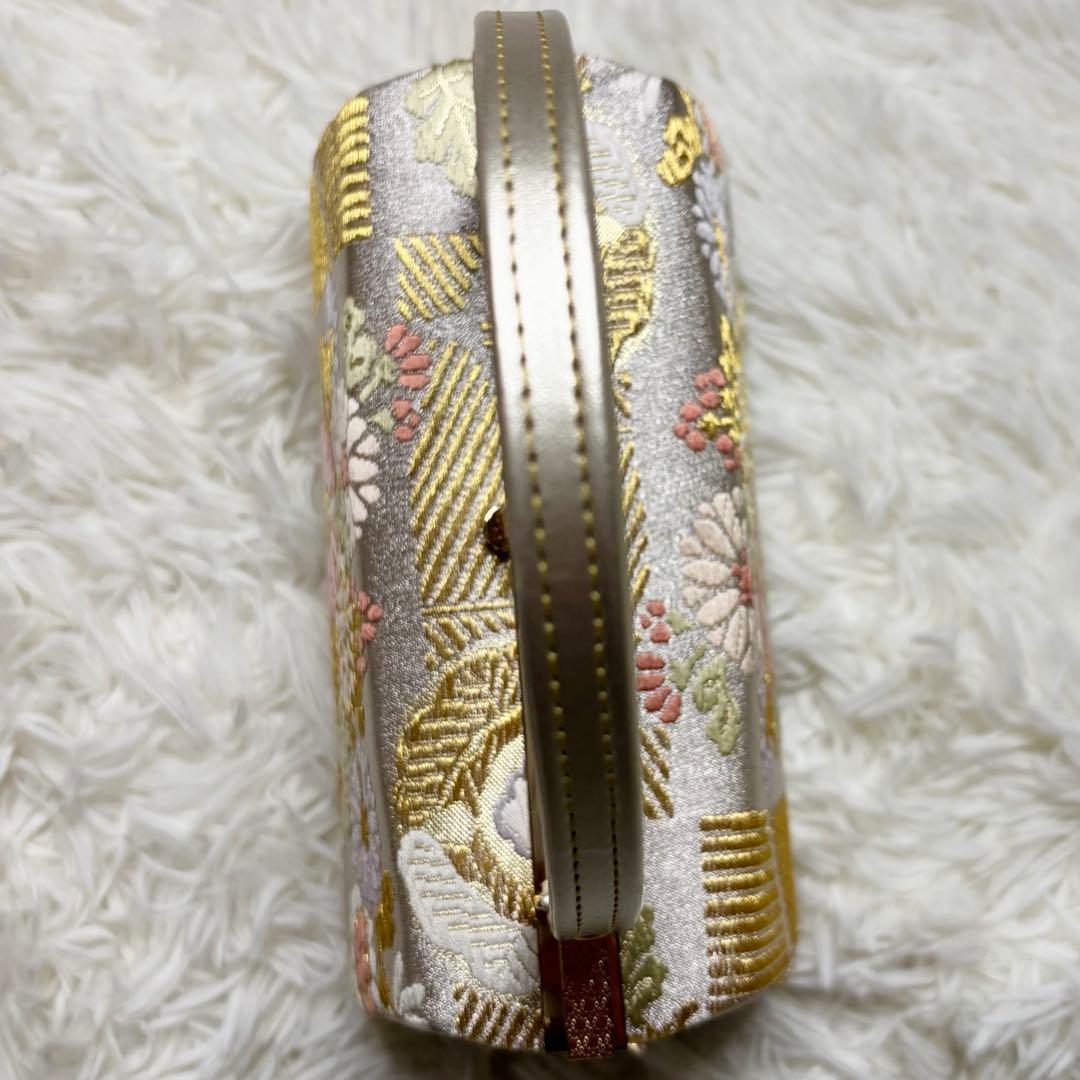 和装 フォーマルバッグ 金襴 花文様 シャンパンゴールド 式典 留袖 訪問着