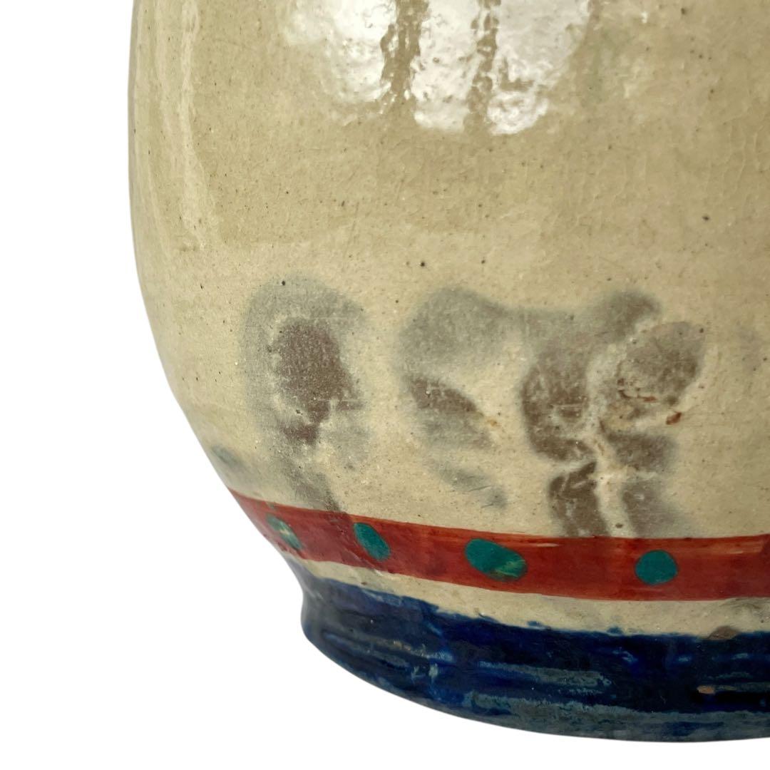 【希少】小橋川仁王 赤絵 水指 共箱 茶道具 花瓶 民藝 陶器 壺屋焼 やちむん