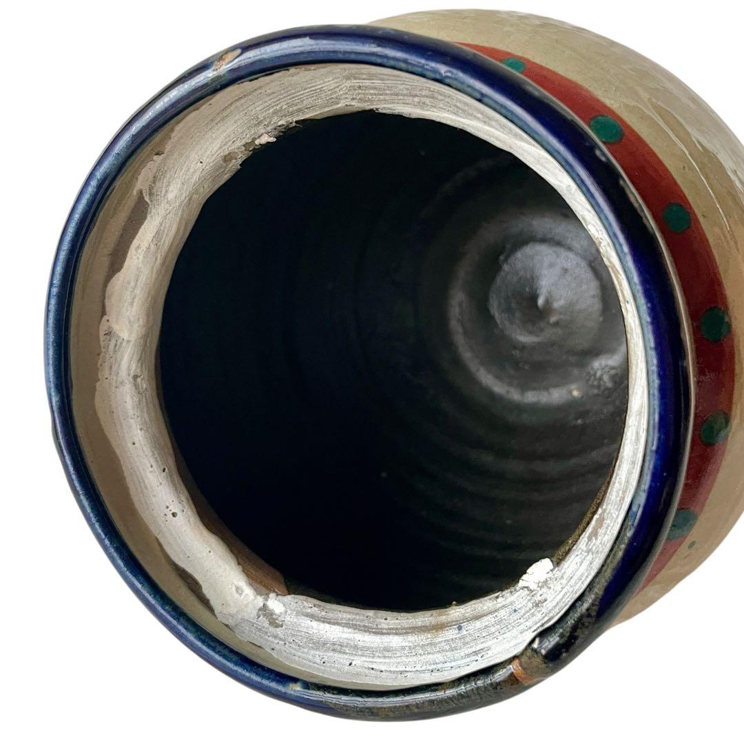 【希少】小橋川仁王 赤絵 水指 共箱 茶道具 花瓶 民藝 陶器 壺屋焼 やちむん