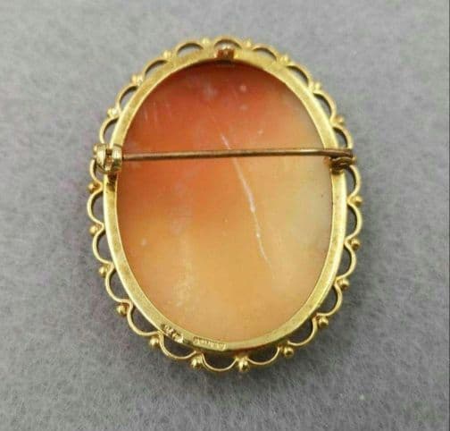 9CT　GOLD HALL MARKED　カメオ　2WAY　ブローチ　ペンダント