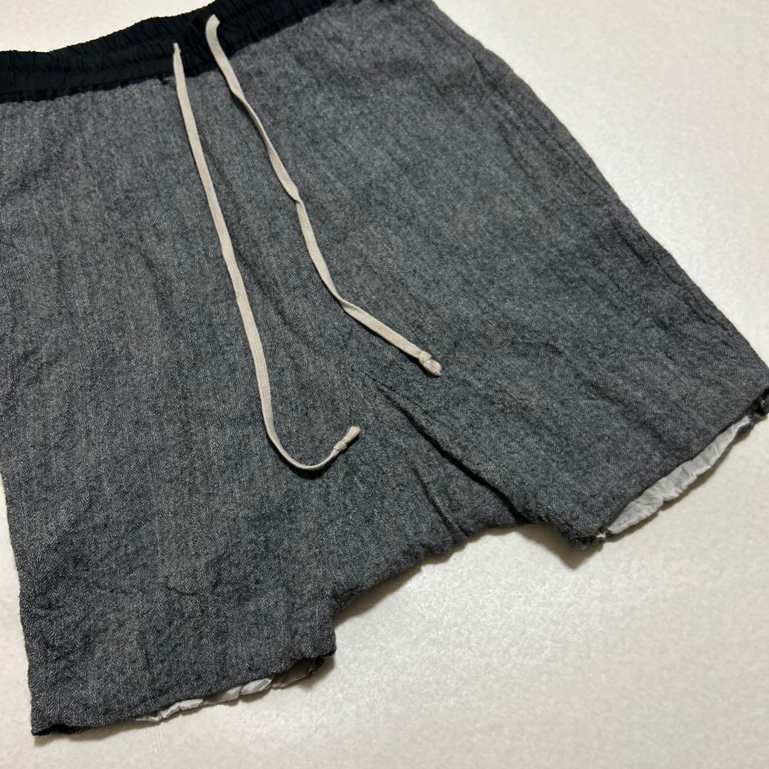 【美品】Rick Owens サルエルハーフパンツ グレー イタリア製ウール混