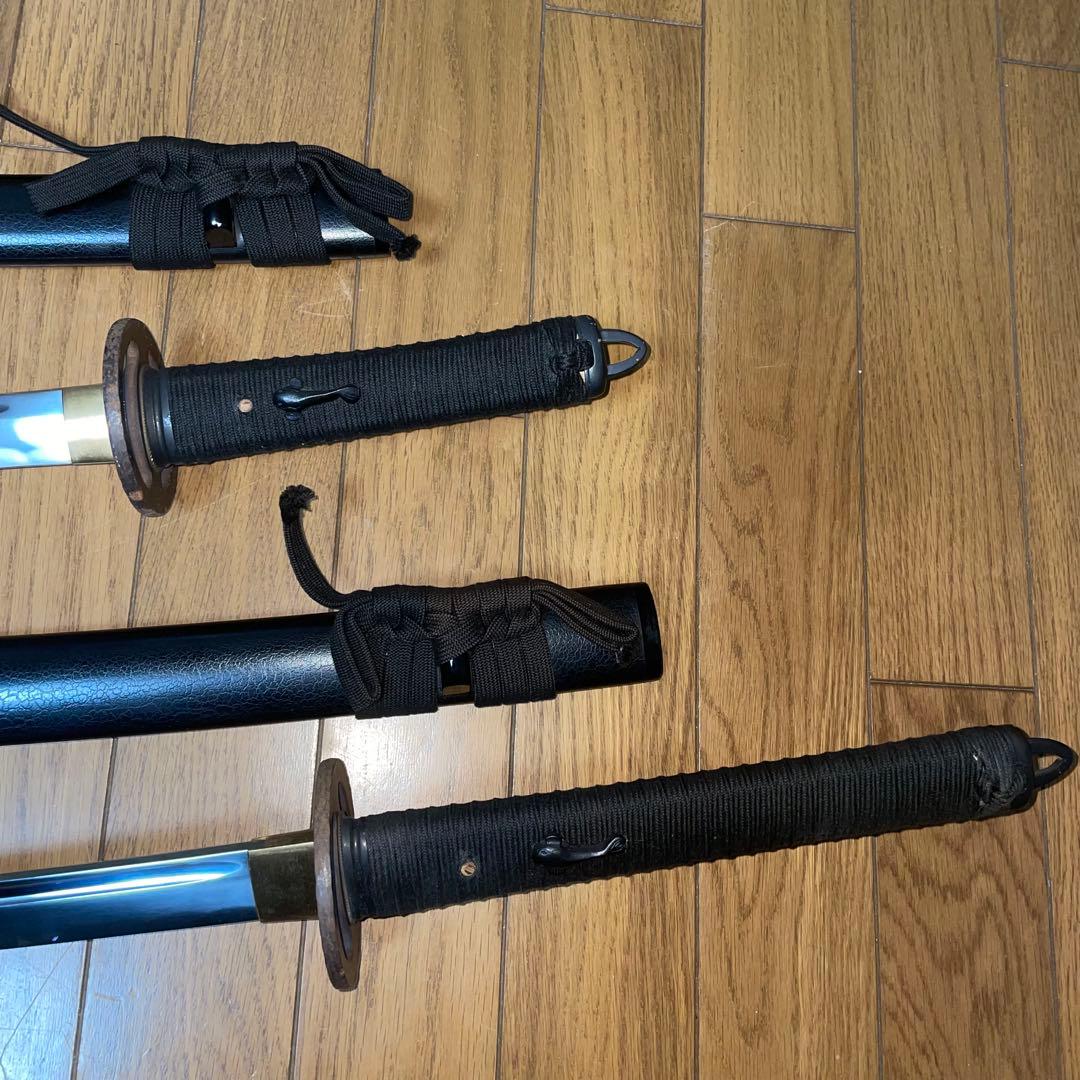 ユ*ン様 武蔵拵 模造刀 大小セット 二十四代藤原兼房作 刀袋・台座付