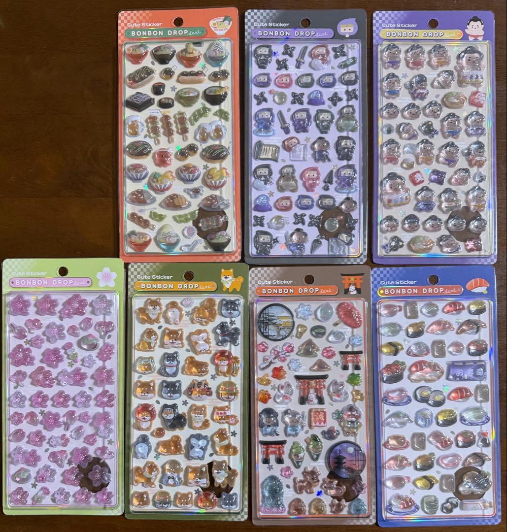 ボンボンドロップシール　和柄　7種類