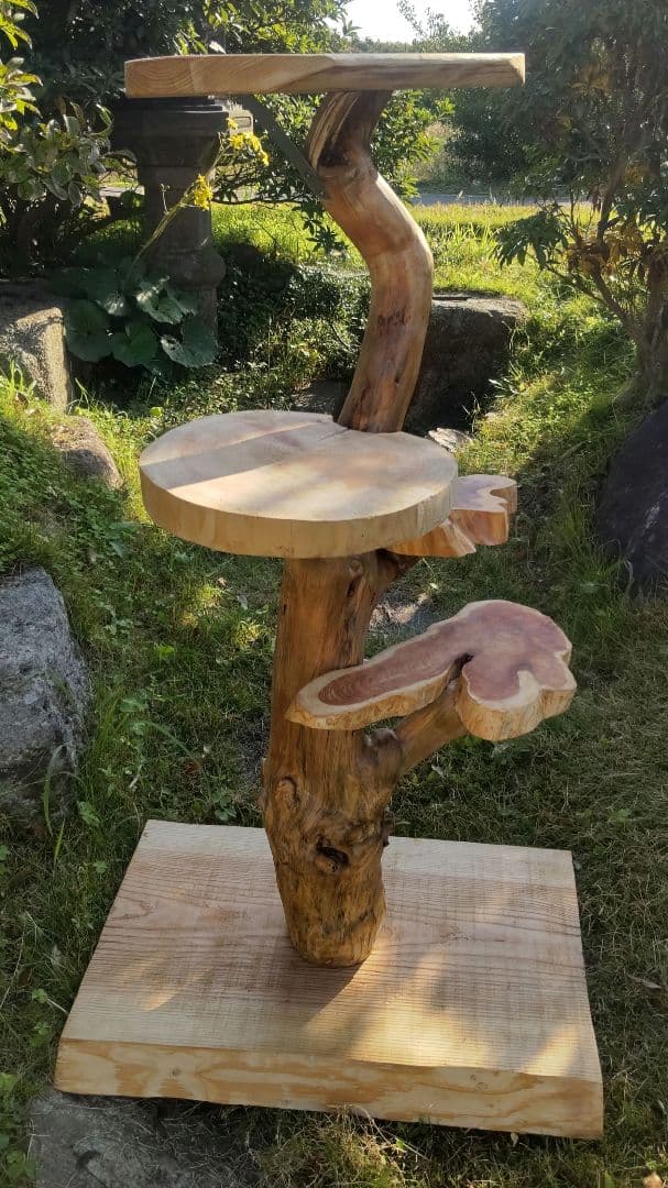 天然木製 4段キャットタワー