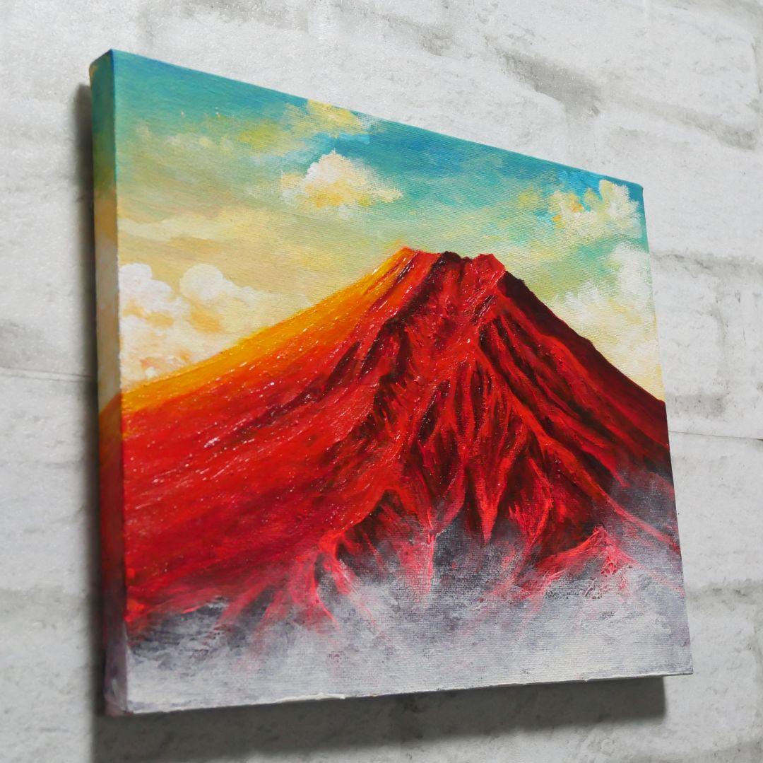 油絵 油彩 油彩画 絵 絵画 【朝焼けの紅富士】
