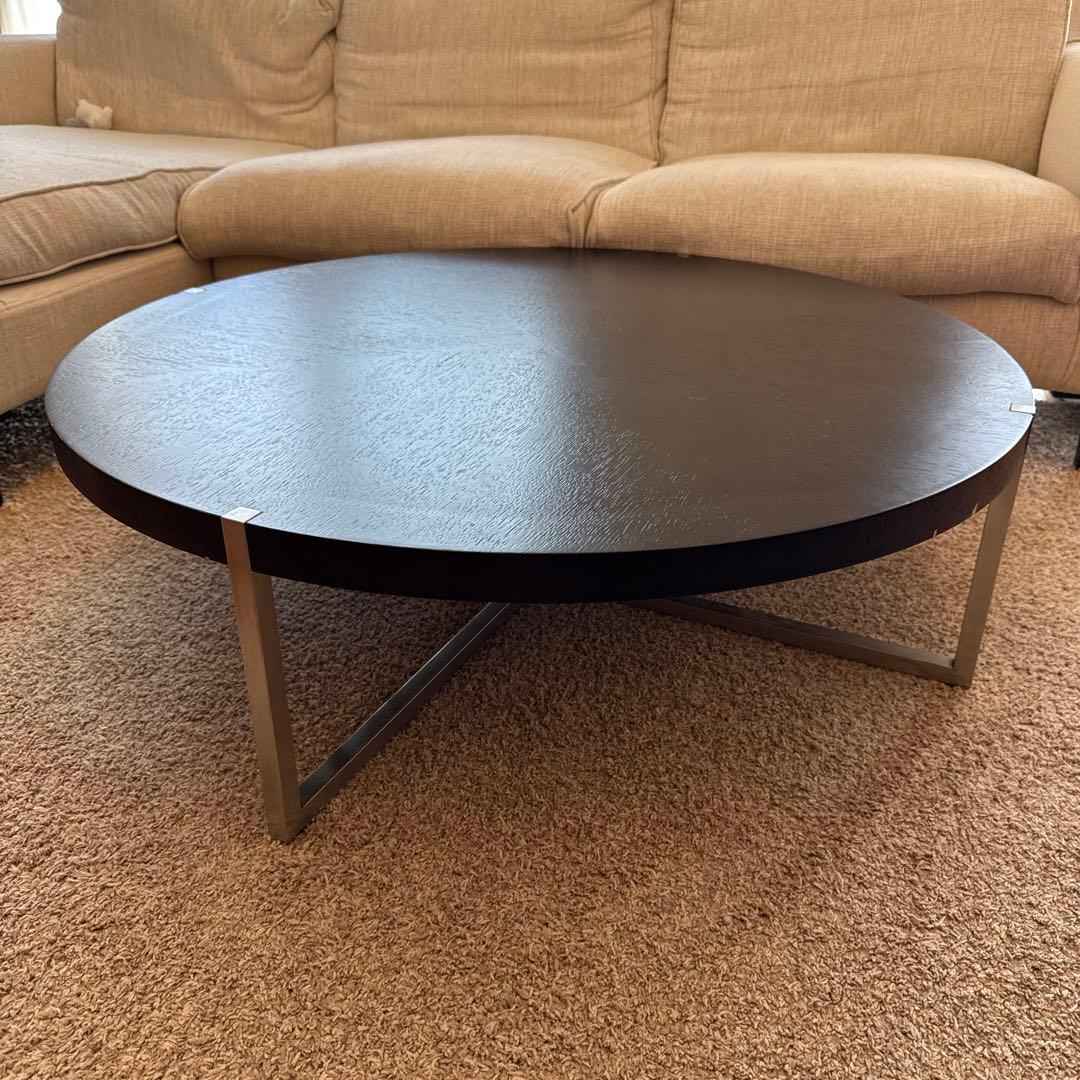 円形黒木製テーブル 金属脚付き　アクタス　ACTUS ローテーブル　MAXXA