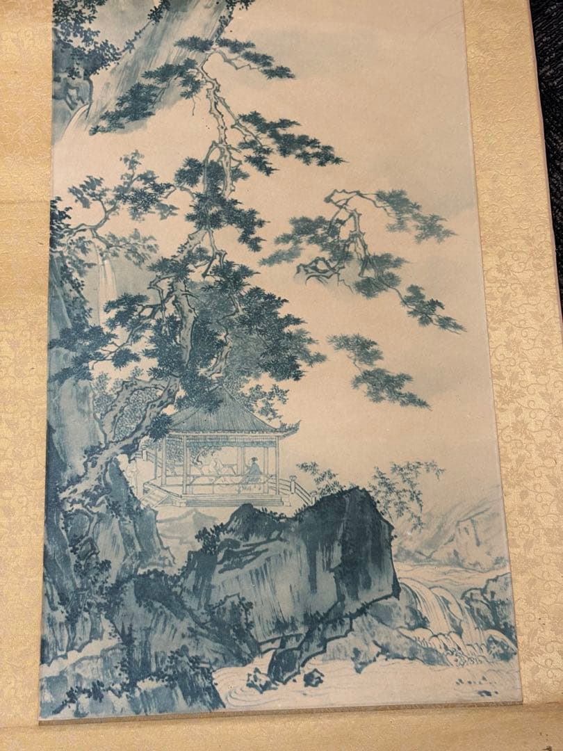 掛軸　飯島千里　彩色山水　尺５立