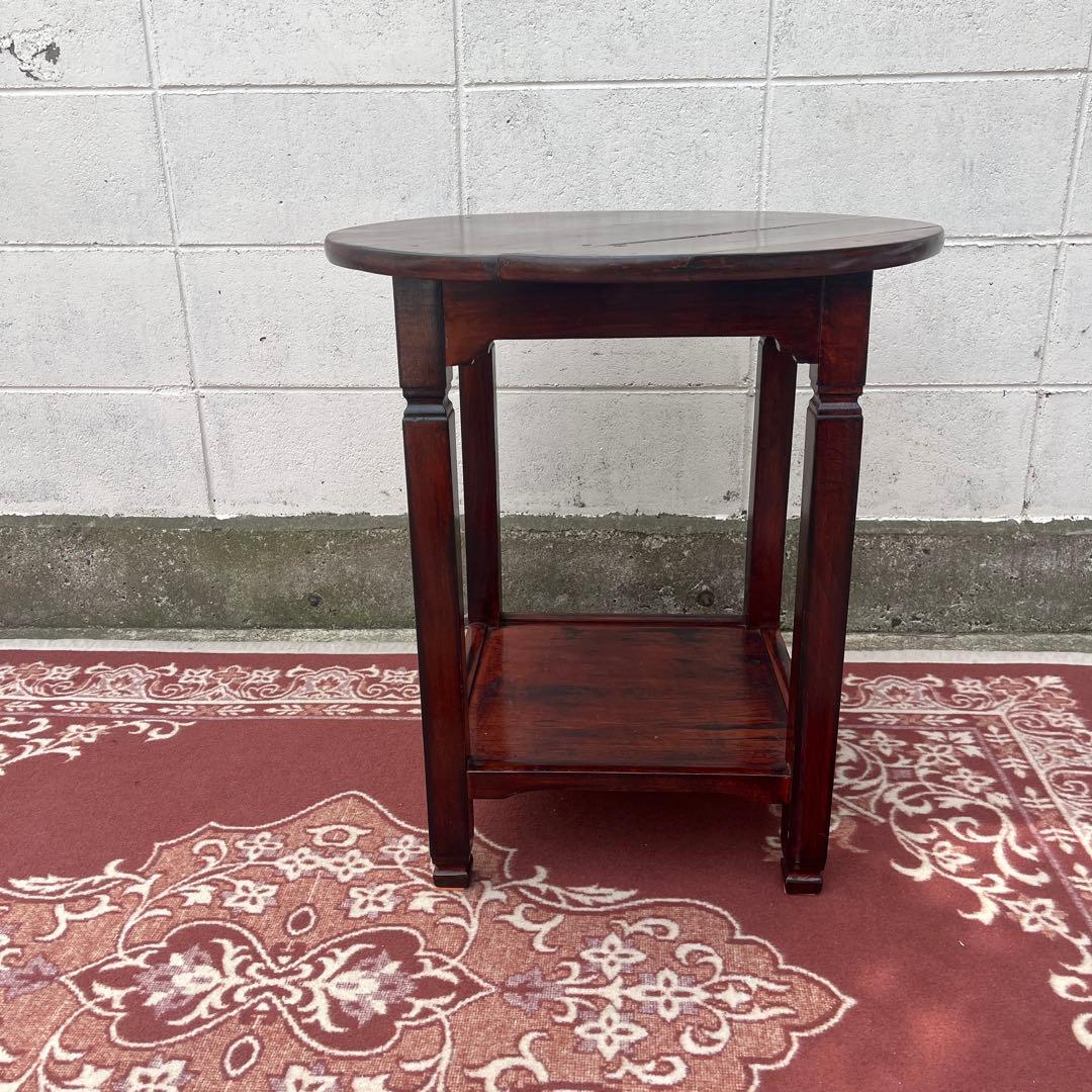 古家具ビンテージ品◾️木製無垢材 丸テーブル/ ラウンドテーブル 飾り台 花台